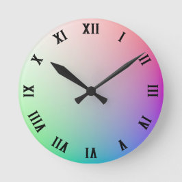 ミニマリストパステルレインボーカラー、ローマ数字 ラウンド壁時計