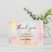 ミニマリストパステルレインボー金ゴールド誕生日 サンキューカード (スタンド正面)