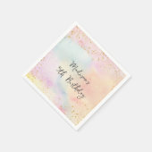 ミニマリストパステルレインボー金ゴールド誕生日 スタンダードカクテルナプキン (角)