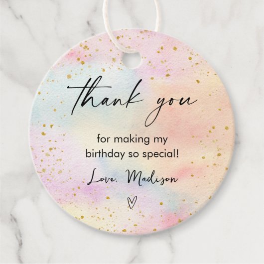 ミニマリストパステルレインボー金ゴールド誕生日 フェイバータグ (正面)