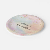 ミニマリストパステルレインボー金ゴールド誕生日 ペーパープレート (アングル)