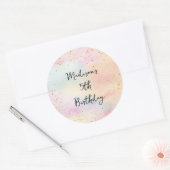 ミニマリストパステルレインボー金ゴールド誕生日 ラウンドシール (封筒)