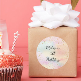 ミニマリストパステルレインボー金ゴールド誕生日 ラウンドシール