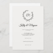 ミニマリストパステル結婚フローラ 招待状 (正面/裏面)