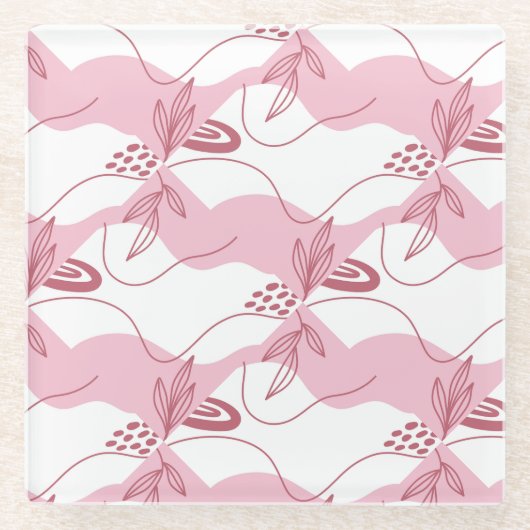 ミニマリストパターンガラスコースター ガラスコースター (正面)