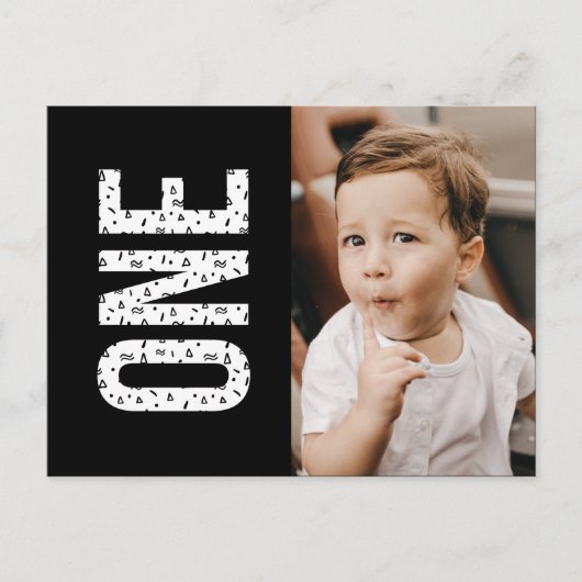 ミニマリストパターンフォトファースト招待状はがき インビテーションポストカード (正面)