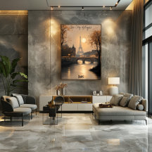 ミニマリストパリスカイラインウォールアート – ソフトトーン