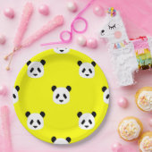 ミニマリストパンダパターン – 黄色 ペーパープレート (パーティー)