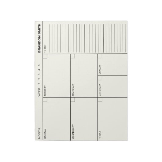ミニマリストパーソナライズされたウィークリープランナー議題 ノートパッド (回転)