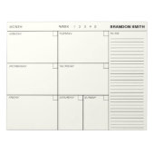 ミニマリストパーソナライズされたウィークリープランナー議題 ノートパッド (正面)