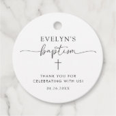 ミニマリストパーソナライズされたクロスバプテスマ フェイバータグ (正面)