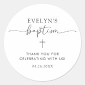ミニマリストパーソナライズされたクロスバプテスマ ラウンドシール (正面)