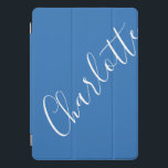 ミニマリストパーソナライズされたスクリフランスのプト名 iPad PROカバー<br><div class="desc">ミニマリストのスクリプトタイポグラフィ名(青とフランスの白のiPadの場合)</div>