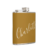 ミニマリストパーソナライズされたスクリプト名Ochre金ゴールド フラスク (右)