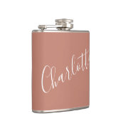 ミニマリストパーソナライズされたスクリプト名Terracotta フラスク (右)