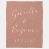 ミニマリストパーソナライズされたテラコッタ結婚の名前 フリースブランケット (正面)