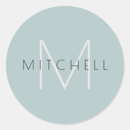 ミニマリストパーソナライズドモダンターコイズグレー ラウンドシール