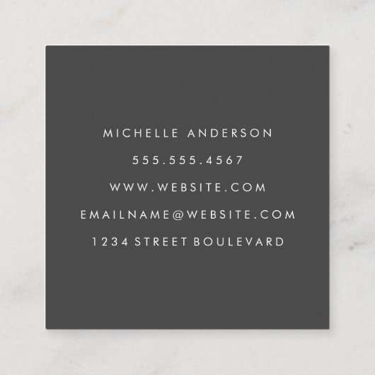 ミニマリストパーソナルスタイリストの筆記体文字 スクエア名刺 (裏面)