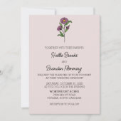 ミニマリストパープルアスター結婚式招待状 招待状 (正面)