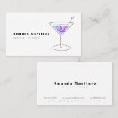 ミニマリストパープルカクテルバーテンダー混合学者 名刺 (正面/裏面)