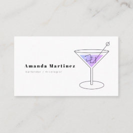 ミニマリストパープルカクテルバーテンダー混合学者 名刺