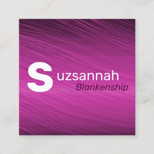 ミニマリストパープルストリーク大文字QRコード スクエア名刺 (正面)