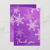 ミニマリストパープルスノーフレーク赤ちゃんシャワーありがとう サンキューカード (正面/裏面)