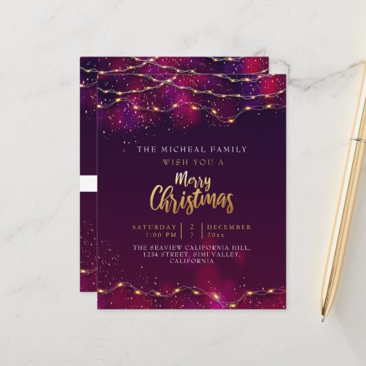 ミニマリストパープルネオンホリーカスタムクリスマスプレゼント (正面/裏面インサイチュ)