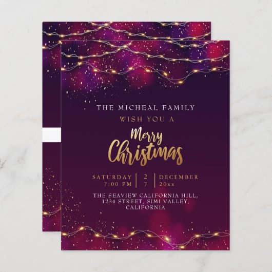 ミニマリストパープルネオンホリーカスタムクリスマスプレゼント (正面/裏面)