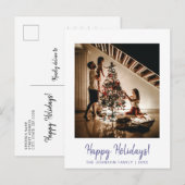 ミニマリストパープルハッピーホリデーズフォトポストカード ポストカード (正面/裏面)