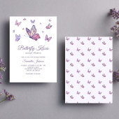 ミニマリストパープルバタフライキスの赤ちゃんシャワー 招待状