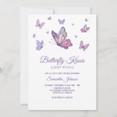 ミニマリストパープルバタフライキスの赤ちゃんシャワー 招待状 (正面)