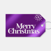 ミニマリストパープルフォイルメリークリスマススノーフレーク ギフトタグ (正面(横))