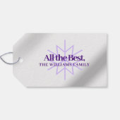 ミニマリストパープルフォイルメリークリスマススノーフレーク ギフトタグ (裏面横)