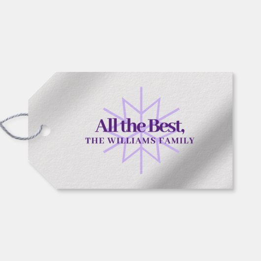 ミニマリストパープルフォイルメリークリスマススノーフレーク ギフトタグ (裏面横)