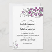 ミニマリストパープルベリーリーフ結婚式招待状 招待状 (正面)