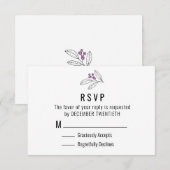 ミニマリストパープルベリー葉ズウェディングSVP 出欠カード (正面/裏面)