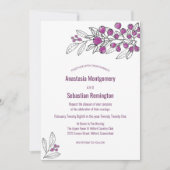 ミニマリストパープルベリ結婚ー葉のテンプレート 招待状 (正面)