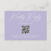 ミニマリストパープルラベンダーQRコードウェディングRSVP エンクロージャーカード (正面)