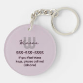 ミニマリストパープル祖母シックなクロチェットグレープネーム キーホルダー (裏面)