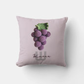 ミニマリストパープル祖母シックなクロチェットグレープネーム クッション (正面)