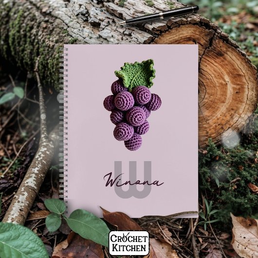 ミニマリストパープル祖母シックなクロチェットグレープネーム ノートブック