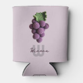 ミニマリストパープル祖母シックなクロチェットグレープネーム 缶クーラー (正面)