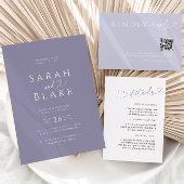 ミニマリストパープル薄紫ハート結婚式招待状 招待状