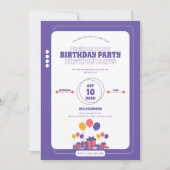 ミニマリストパープル誕生日招待状 招待状 (正面)