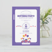 ミニマリストパープル誕生日招待状 招待状 (スタンド正面)