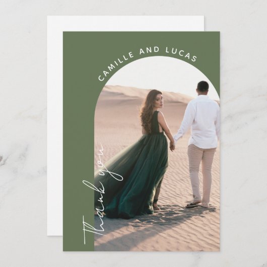 ミニマリストパームツリーの結婚式感謝カード 招待状 (正面/裏面)