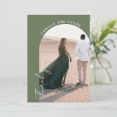 ミニマリストパームツリーの結婚式 お礼カード 招待状 (スタンド正面)