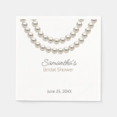 ミニマリストパールのネックレス ブライダルシャワー スタンダードカクテルナプキン (正面)