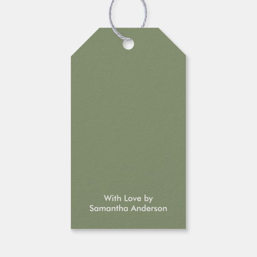 ミニマリストビジネスホリデーセージグリーンクリスマス ギフトタグ (裏面)